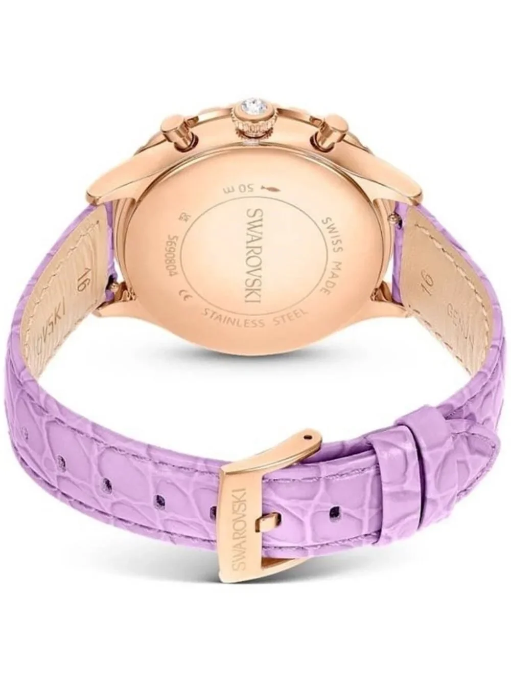 NWT Swarovski Octea Chrono Quartz Crystal Purple Dial Watch